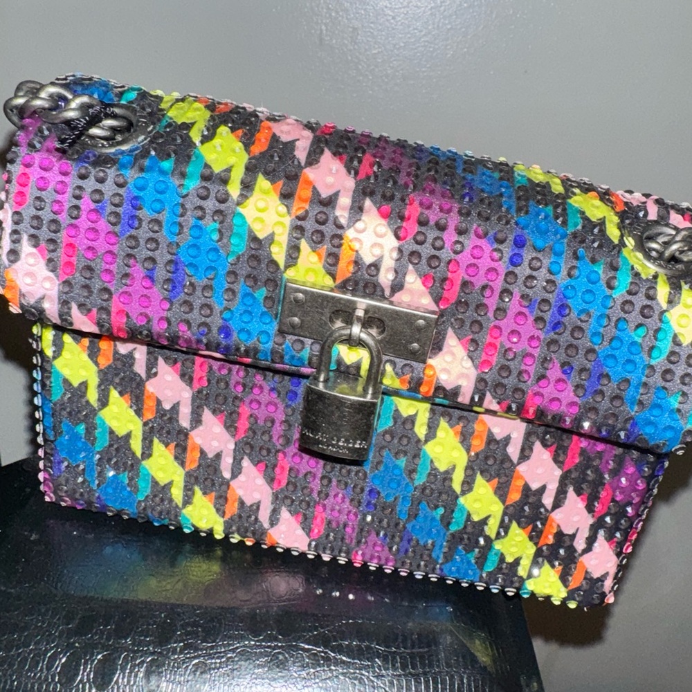 Kurt Geiger Black and Pink Crossbody Bag with Glossy Finish